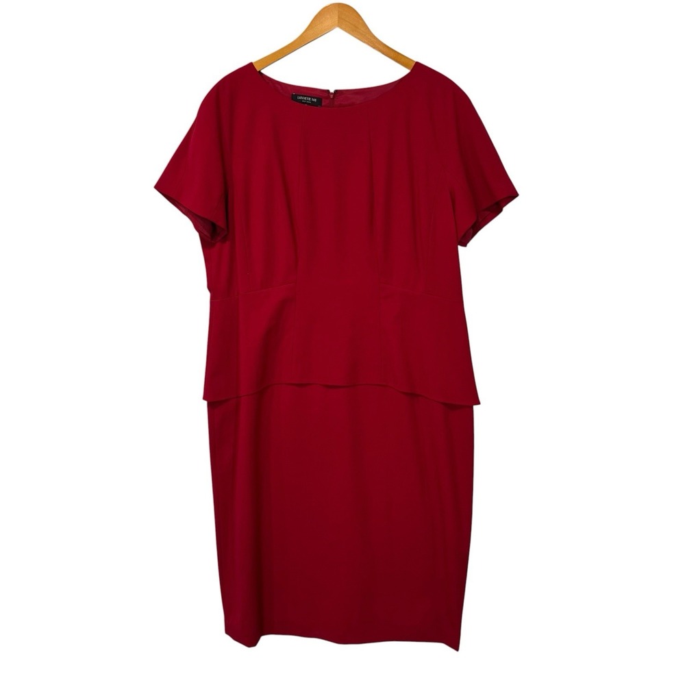 Lafayette 148 Dress Womens 18 Red Wool Blend Layered Sheath Career Quiet Luxury